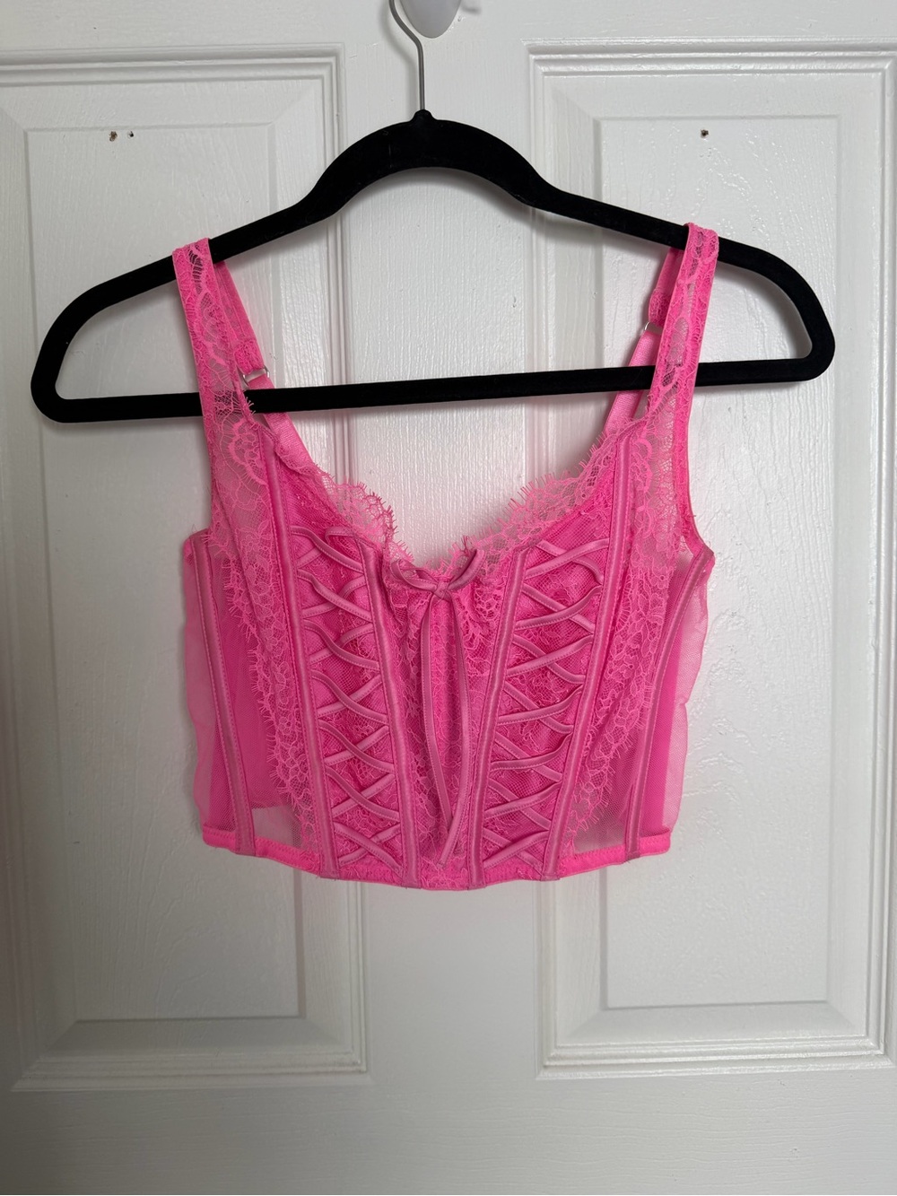 Victoria's Secret Hot Pink Lace Corset Bralette